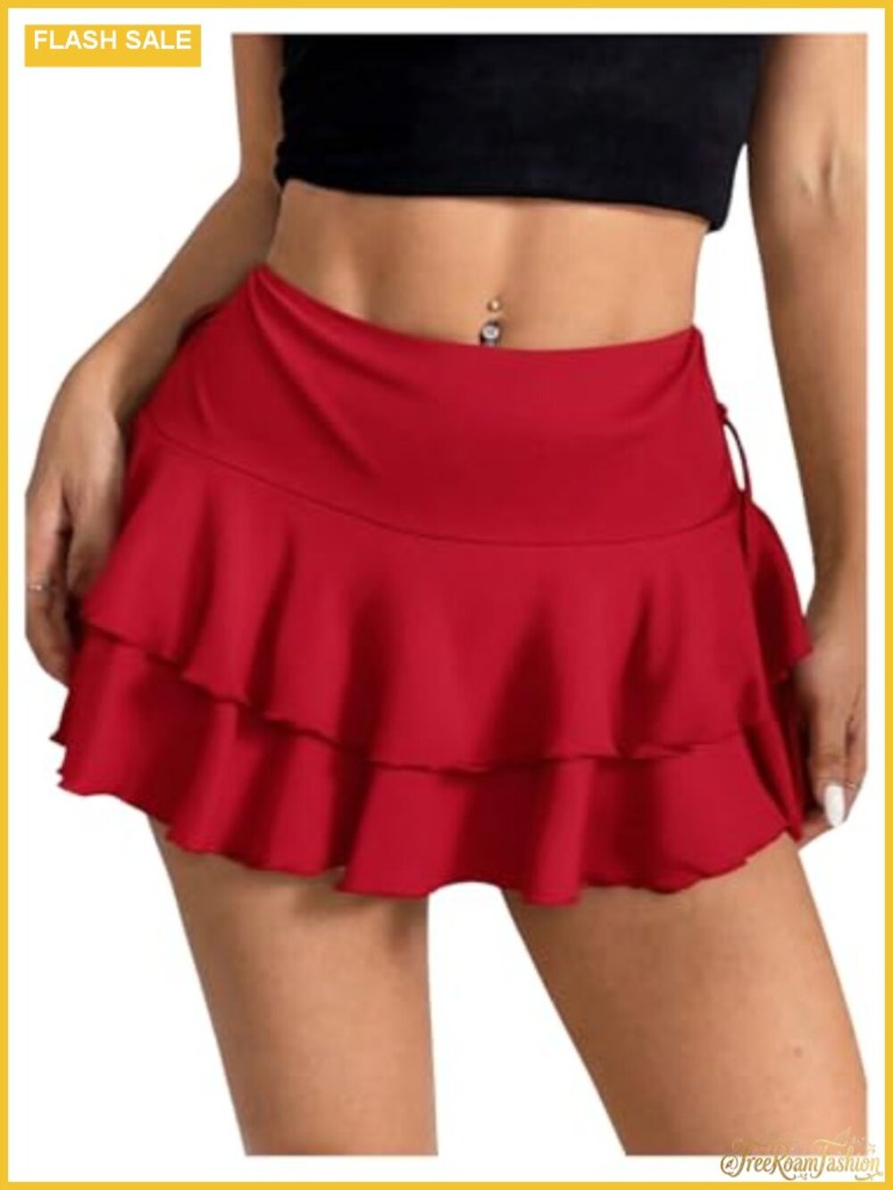 Y2K Low Rise Ruffle Mini Skirt Layered Drawstring Skorts